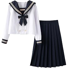 Japanese School Uniform Costume Sailor Uniform JK Pleated Skirt Long Sleeve Shirt Bow Tie Anime Cosplay Costume