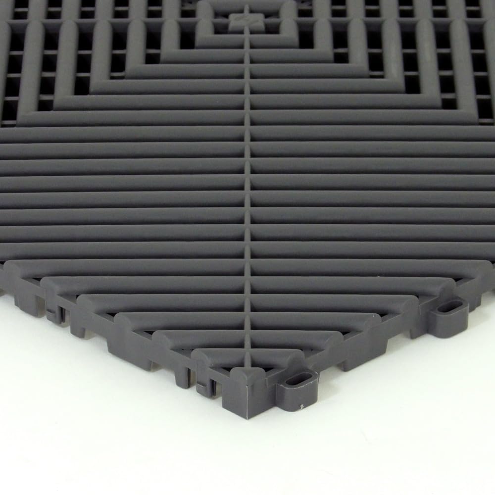 Lot de 25 dalles de sol clipsables - GRIS ANTHRACITE - (4m²) pour garage, cellier, atelier, abris de jardin. Effet Damier 40x40cm, ép.1,8cm, Marque CLIC & dalle, série CLASSIC, Intérieur-Extérieur.