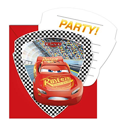 Qualatex 62810 - Invitaciones Disney Cars con Sobre, pack de 6 , color/modelo surtido