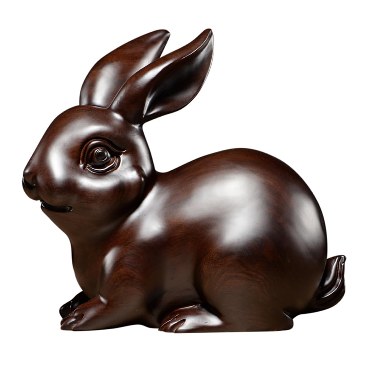 ZDHC Zodiac Cute Rabbit Figurine Art Handmade Carved Wooden Bunny Sculpture Collectibles China Style Animal Ornaments Gift Home Decoration