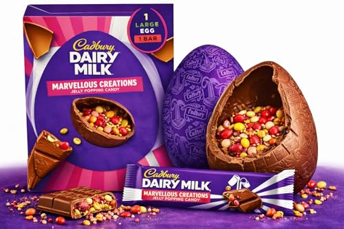 Cadbury Dairy Milk Marvellous Creations Large Chocolate Easter Egg With Jelly Popping Candy Bar Perfect For Easter Egg Hunt Great For Gifts Kids & Adults