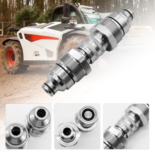 Image of Hydraulic Male Female Flat Face Quick Coupler 7246799 7246802 AT406474 AT406475 Compatible with Bobcat 753 763 773 863 864 883 A770, Compatible with Johnn Deeree 318E 319E 320E