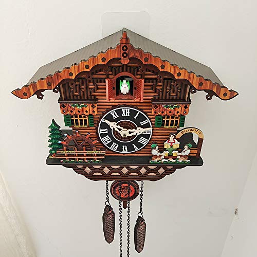 Reloj de cuco de la Selva Negra de madera con péndulo y campanada para pared 8