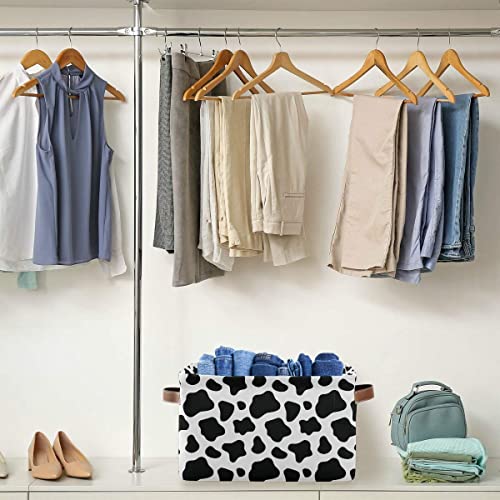 Storage Basket Cube Animal Milk Cow Print Large Collapsible Toys Storage Box Bin Laundry Organizer For Closet Shelf Nursery Kids Bedroom,15X11X9.5 In,2 Pack #TOP3