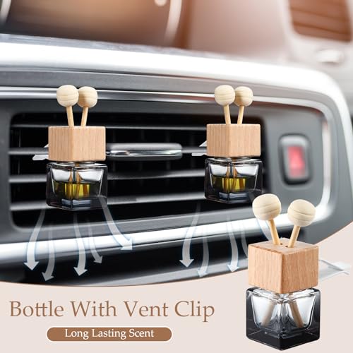 Image of Zubebe 30 Pcs Car Air Freshener Diffuser with Vent Clip Empty Car Diffuser Bottles for Essential Oil Perfume Glass Bottle with Wooden Caps Stick (Gradient Black)