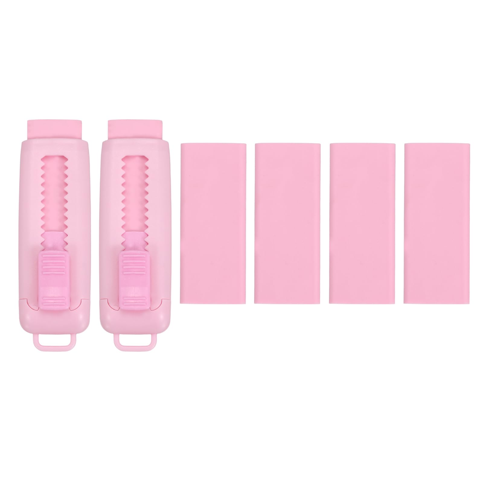 PATIKIL 2+4 Pack Erasers, Sliding Retractable Eraser Push Pull Cute Pencil Erasers Soft Large Easy to Clean with Plastic Sleeve for Sketching Drawing Artists Teacher Pencils, Pink TPR
