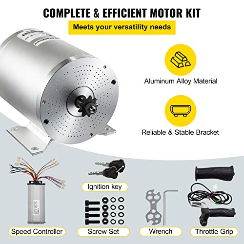 BestEquip Electric DC Motor, 2KW 48V Brushless Motor Kit 4300rpm High