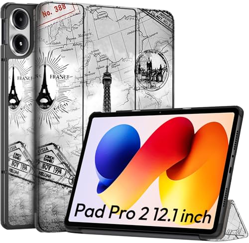 Image of Robustrion Cover for Redmi Pad 2 Pro 12.1 inch Cover Case, Trifold Cover Case for Redmi Pad 2 Pro 5G Tablet Cover [Auto Sleep Wake Support] - Eiffel