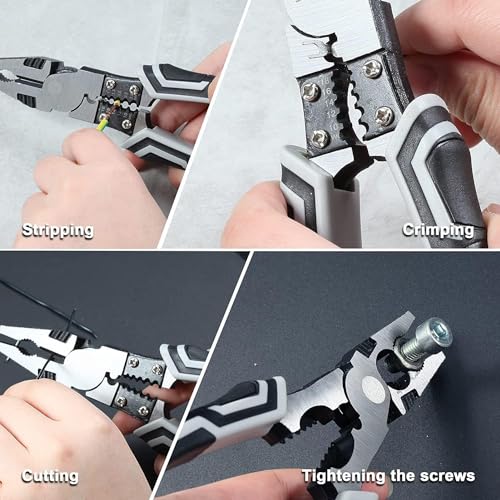 Image of SILENCIO 5 in 1 Multi-function Plier Tools For Multipurpose Lineman Plier with Gripping, Wrench, Cutter, Crimping & Wire Stripper Fuction