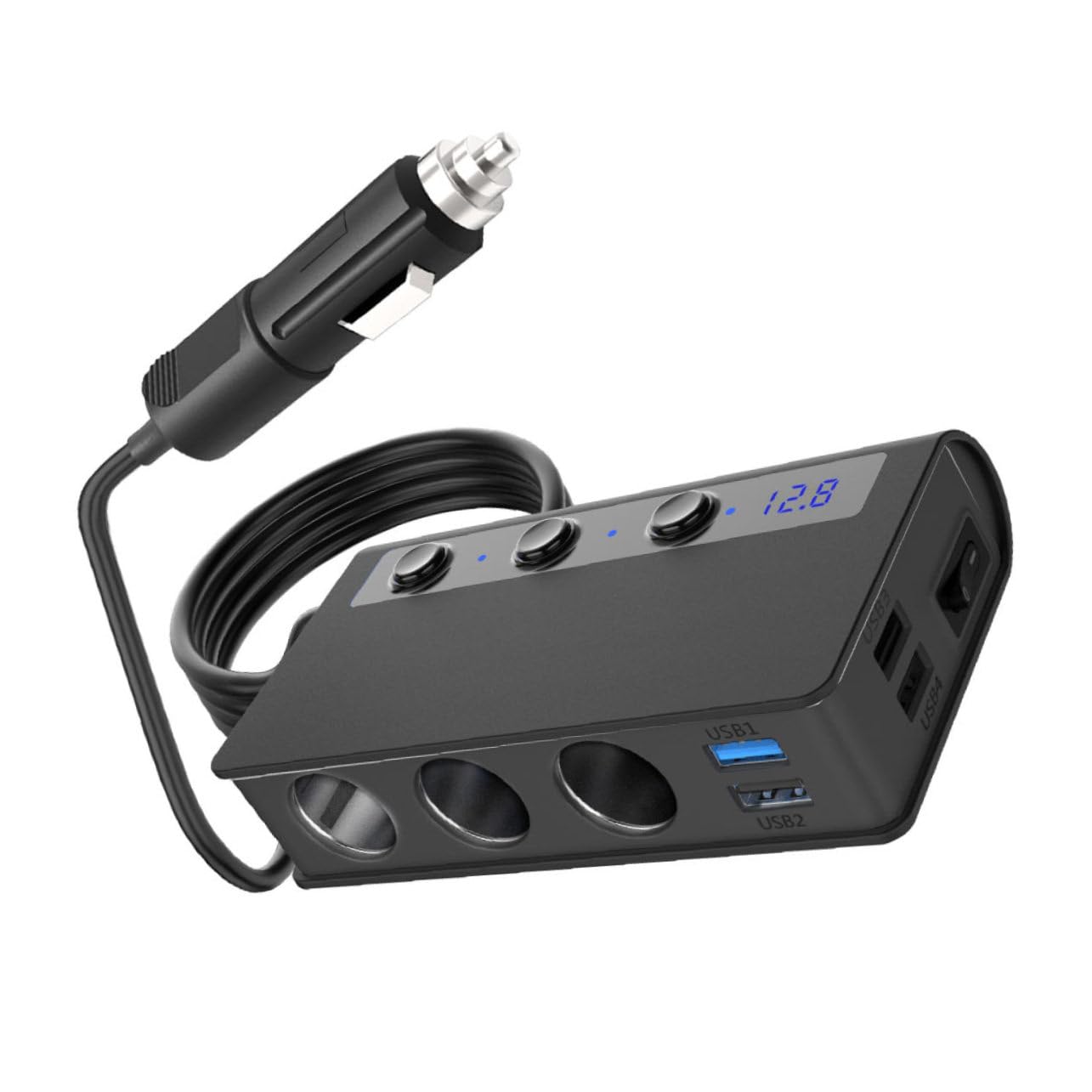 Uonlytech Caricabatterie Auto 3 Prese 4 Porte Usb, 180w Max, Rilevamento Intelligente e Protezione da Sovracorrente per Telefoni Cellulari