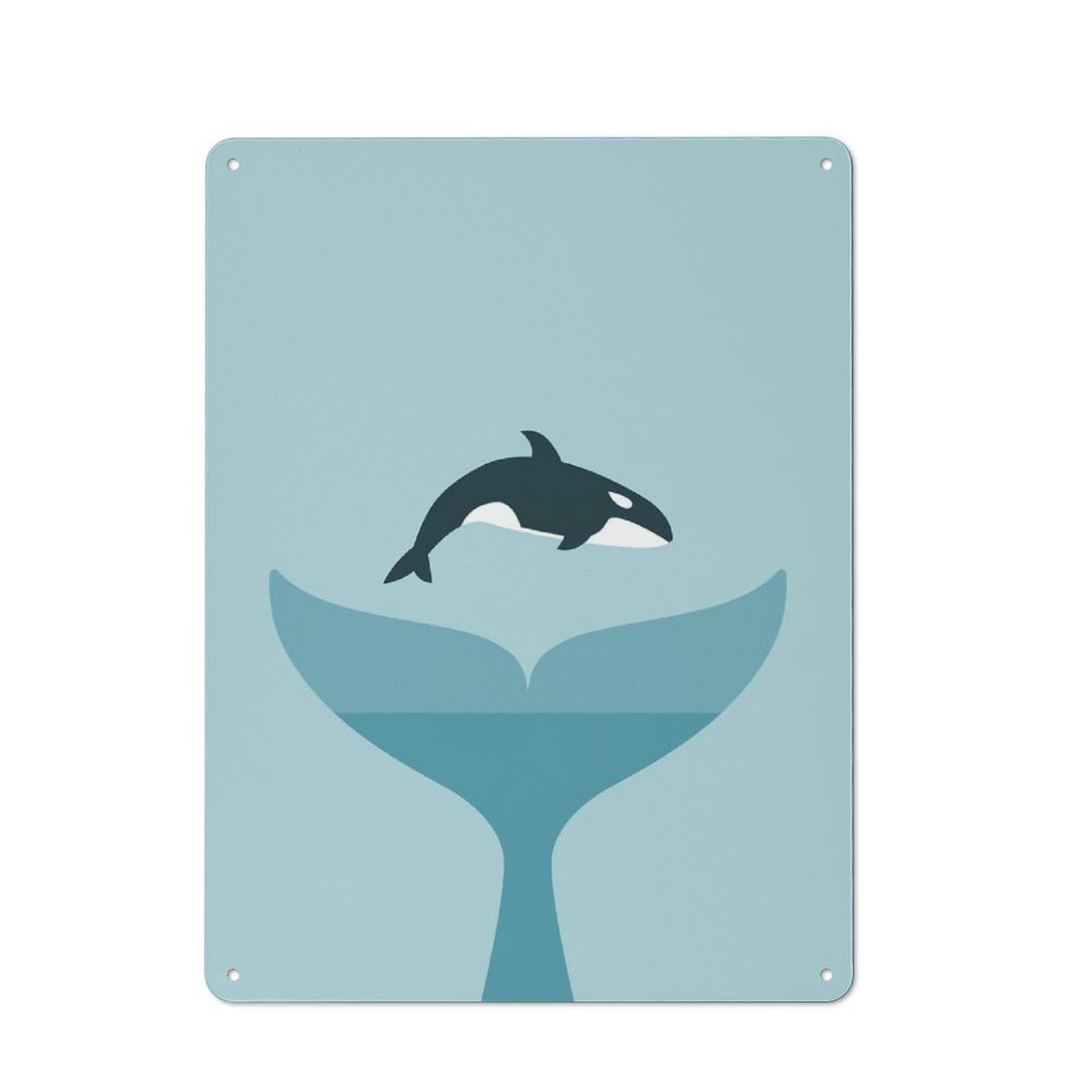 Junmoney Whale Tail And Orca Retro Metal Wall Sign 40X30cm With For Living Room Wall, For Vintage Wall Decor Fans, For Themed Room Decoration