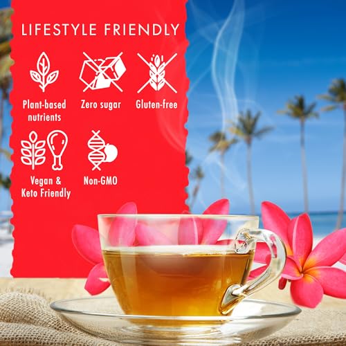 Image of Mana Hibiscus Tea - Herbal Black Tea - All Natural Wellness Tea - Refreshing, Uplifting and Energizing Tea with Cinnamon & Mint - Supports Immune Health 60 Tea Bags