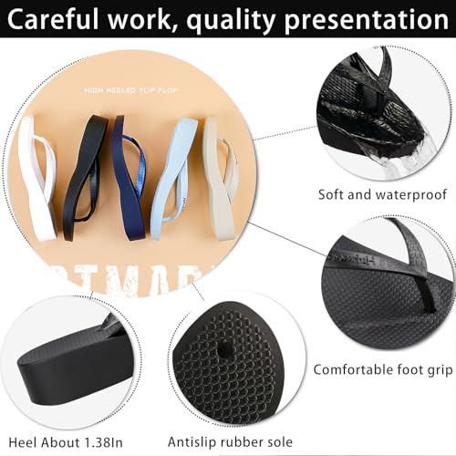 Women's Wedge Heel Flip Flops Comfortable Non-Slip Thong Sandals with Platform Sole for Beach Pool Vacation & Daily Casual Summer Essential Walking Shoes3