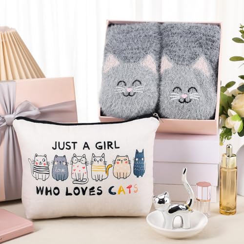 Image of Newtay 3 Pcs Valentines Day Gifts for Women, Ring Holder Makeup Bag Fuzzy Socks with Grippers, Cute Gifts for Holiday