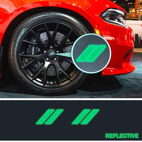 Image of IPG Compatible for Dodge Charger Challenger Durango Wheel Center Cap Decal Sticker Wrap Kit Personalize Your Vehicle (Inner Logo, Reflective - Green)