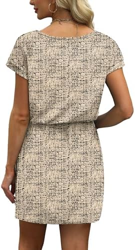 OFEEFAN Boho Dresses for Women 2026 Summer Spring Tshirt V Neck Tie Front Dress Sundresses Beach Vacation Clothes Boho Outfits S — view 4