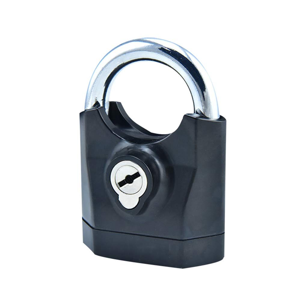 Candado con Llave de Alarma Acero aleación, a Prueba Herrumbre y a Cortes, Utilizado for Cerradura Cerca Garaje almacén, 3 Llaves, 71x101mm,Candado Resistente(Black)