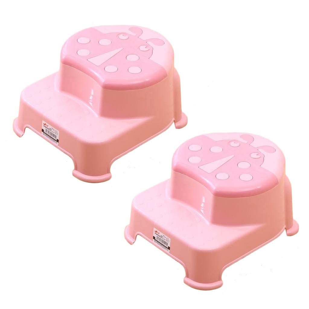 Polsterhocker, Dauerhaft Schuhbank wechseln Sofa Schritt Fußbank Anti-Rutsch Hockender Toilettenhocker zum Bad Wohnzimmer (Farbe : Rosa, Größe : 2 Pieces)