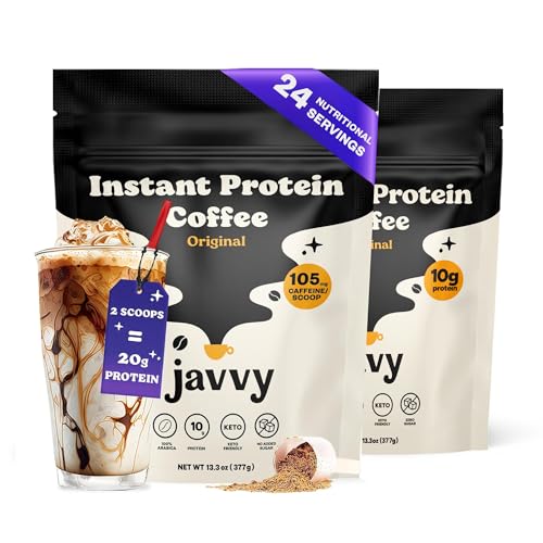Image of Javvy Protein Coffee for Cold Brew & Iced Coffee, Orginal, 2 Pack | 10g Whey Protein, 100% Natural Cold Brew, Zero Artificial Flavors & Sweeteners, 80mg Caffeine, No Added Sugar