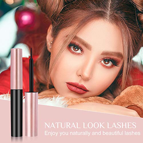 Magnetic Eyelashes with Eyeliner Kit, Nivlan Upgraded 3D Natural Look False Lashes with Tweezer Applicator, 6 Pairs Reusable Waterproof Mink Magnetic Eyelashes and 2 Tubes Eyeliner Set, No Glue Need
