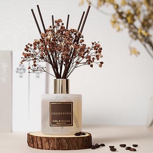 Image of Cocorrina Reed Diffuser Sets - Coffee & Chocolate Scented Diffuser with Sticks Home Fragrance Reed Diffuser for Bathroom Shelf Decor