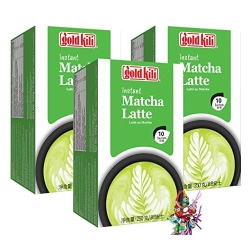 3er Pack - [ 3x 250g (10x25g) ] GOLD KILI Instant MATCHA Latte Getränk/Matcha Latte + ein kleiner Glücksanhänger gratis
