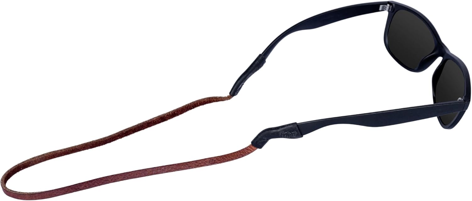 TETHER STRAPS Slide Leather Sunglass Strap | 27" Adjustable Leather with Suede Backing, Waterproof, Lightweight Fit