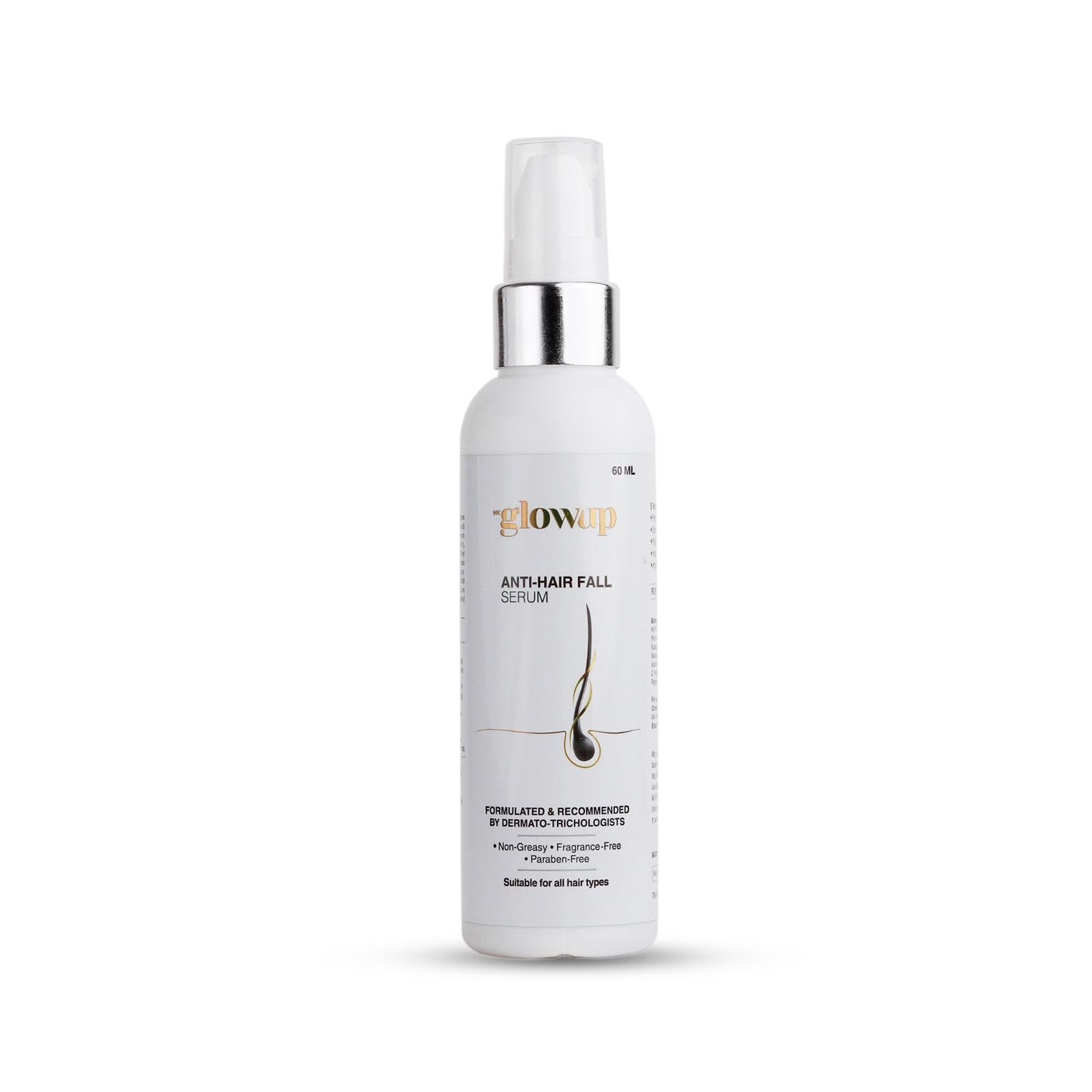 HK Glowup Anti-Hair Fall Serum Providing With 5X Hair Fall Control (60Ml) Frizz Free Hairs | Protection, Instant Shine & Smoothness For Deep Smoothening, Soft & Silky Touch, 110 Grams