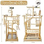 Bird Playground - Natural Wood Parrot Playstand with Perches, Bird Play Gym & Accessories, Removable Tray & 4 Stainless Steel Cups - Image 5