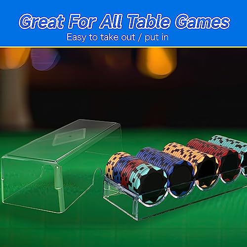 Gse Clear Acrylic Poker Chip Rack With Cover, Casino Grade Poker Chip Tray Rack For Standard Size Chips, Each Holds 100 Chips (5 Pack) #TOP4
