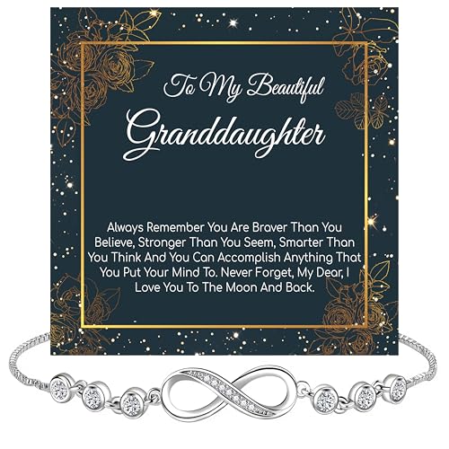 Granddaughter Infinity Heart Bracelet, Granddaughter Bracelet, Jewelry with Message Card and Box Meaning, Graduation Gift, Christmas Birthday Gifts, Bracelets For Her from Grandma Grandpa