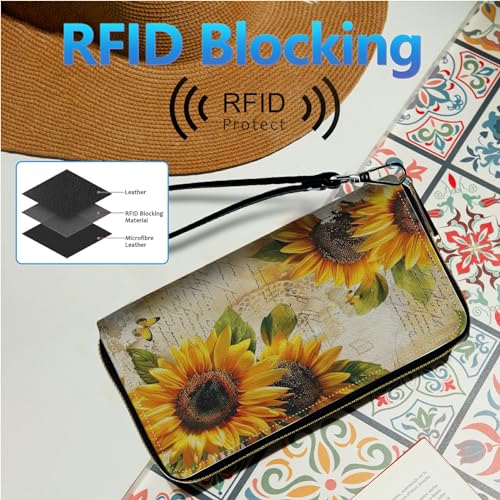 Image of Womens Wallet PU Leather Wristlet Wallets for Women, Large Capacity Lady Fashion Wallet Card Holder Zipper Wallet