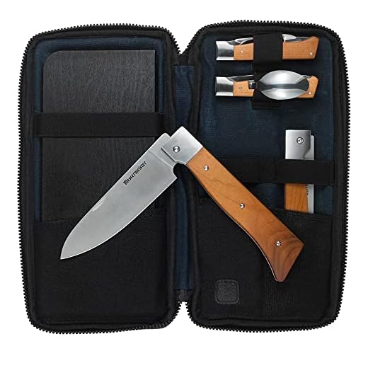 Messermeister Adventure Chef 6 Piece Summit Set (Carbonized Maple). Compact Folding chef knife | fillet knife | peeler | Folding cutting board