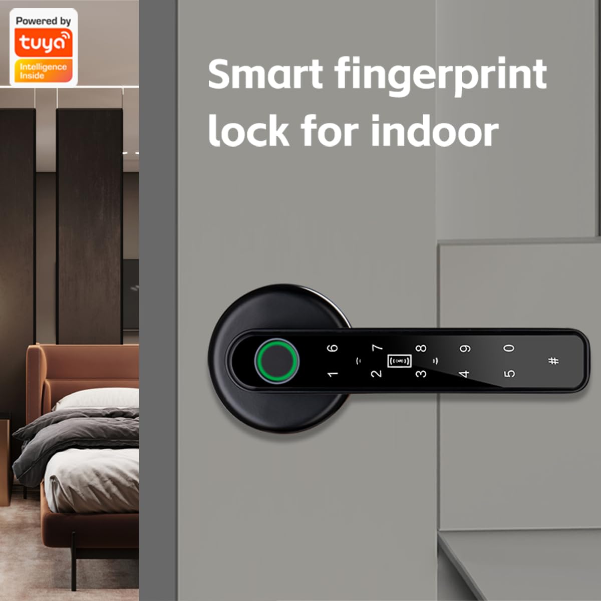 Fingerprint Door Lock, 5 in 1 Smart Door Knob with Smart App/Fingerprint/IC Cards/Password/Backup Keys - Image 4