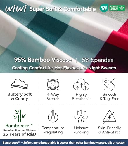 Image of WiWi Viscose from Bamboo Women's Pajamas Set Super Soft Button Down Top and Pants Sleepwear Cooling Pjs S-3X