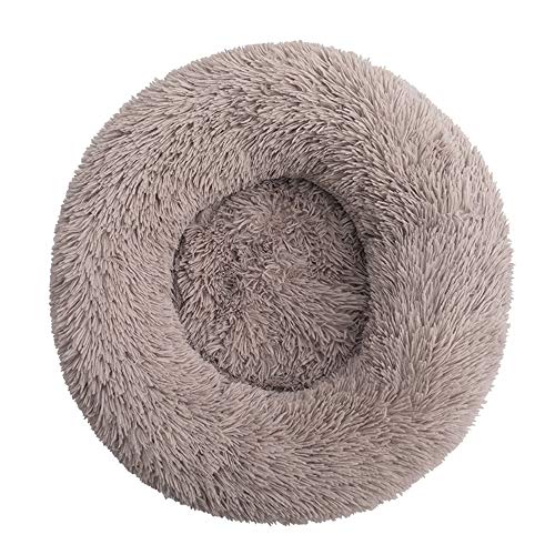 BVAGSS Cama de Felpa Deluxe Plush Redonda de Pelo Nido de Donut para Mascotas Deluxe para Gatos y Perros XH034 (Diameter:40cm, Light Brown)