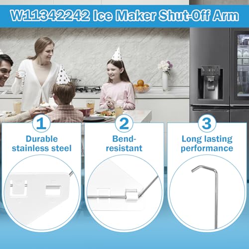 Image of W11342242 Refrigerator Ice Maker Shut-Off Arm Fit for Whirlpool Kenmore Maytag KitchenAid Refrigerator Ice Maker Level Arm Replaces 2160689 2304354 W10889530 W11128135 W11188841 WP2304354 AP6872223