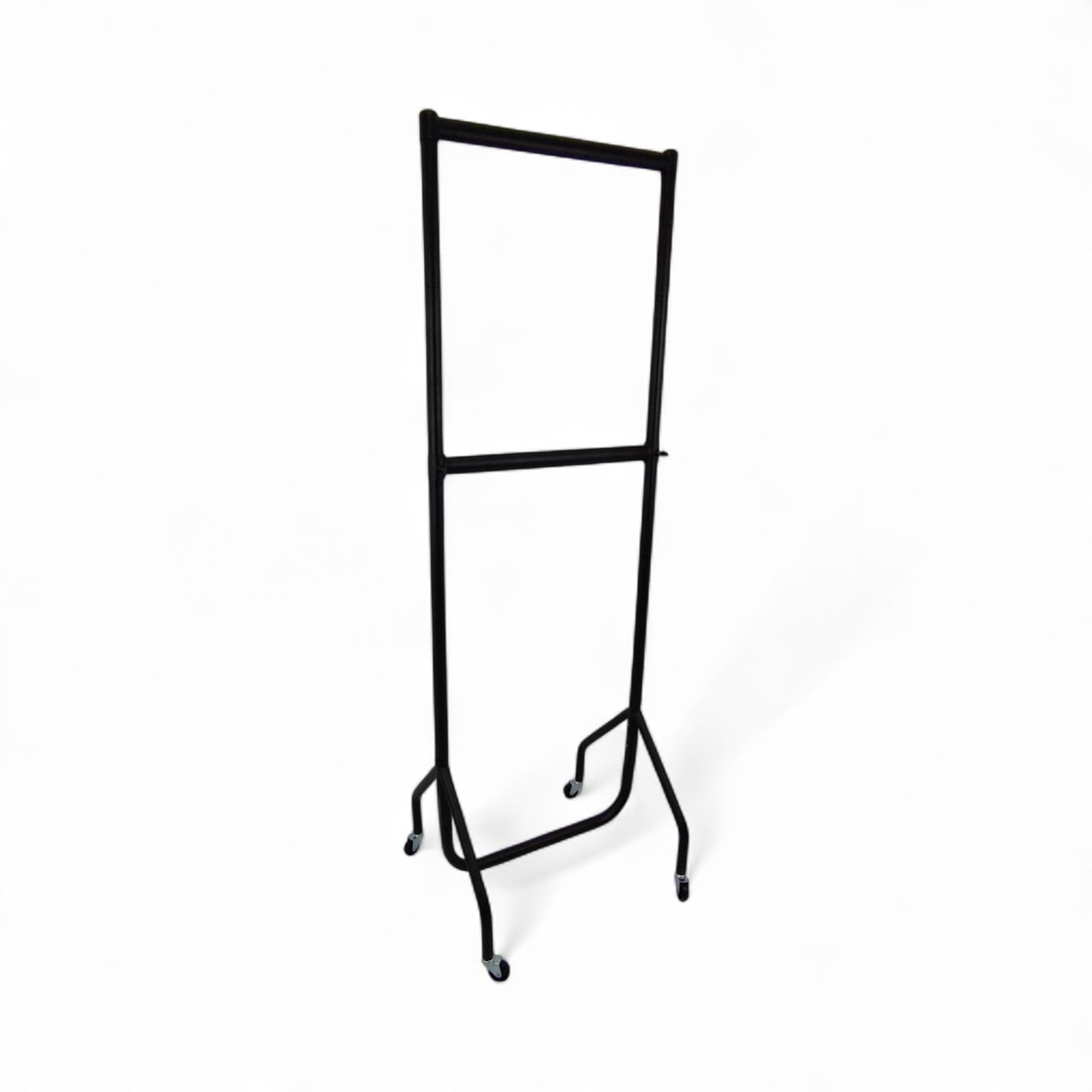 Shoplines Supplies Black 2Ft Wide X 6Ft High With Centre Bar Heavy-Duty Clothes Rail Industrial Grade Steel Garment Rack With Wheels Easy Assembly, Portable Storage Or Display Stand