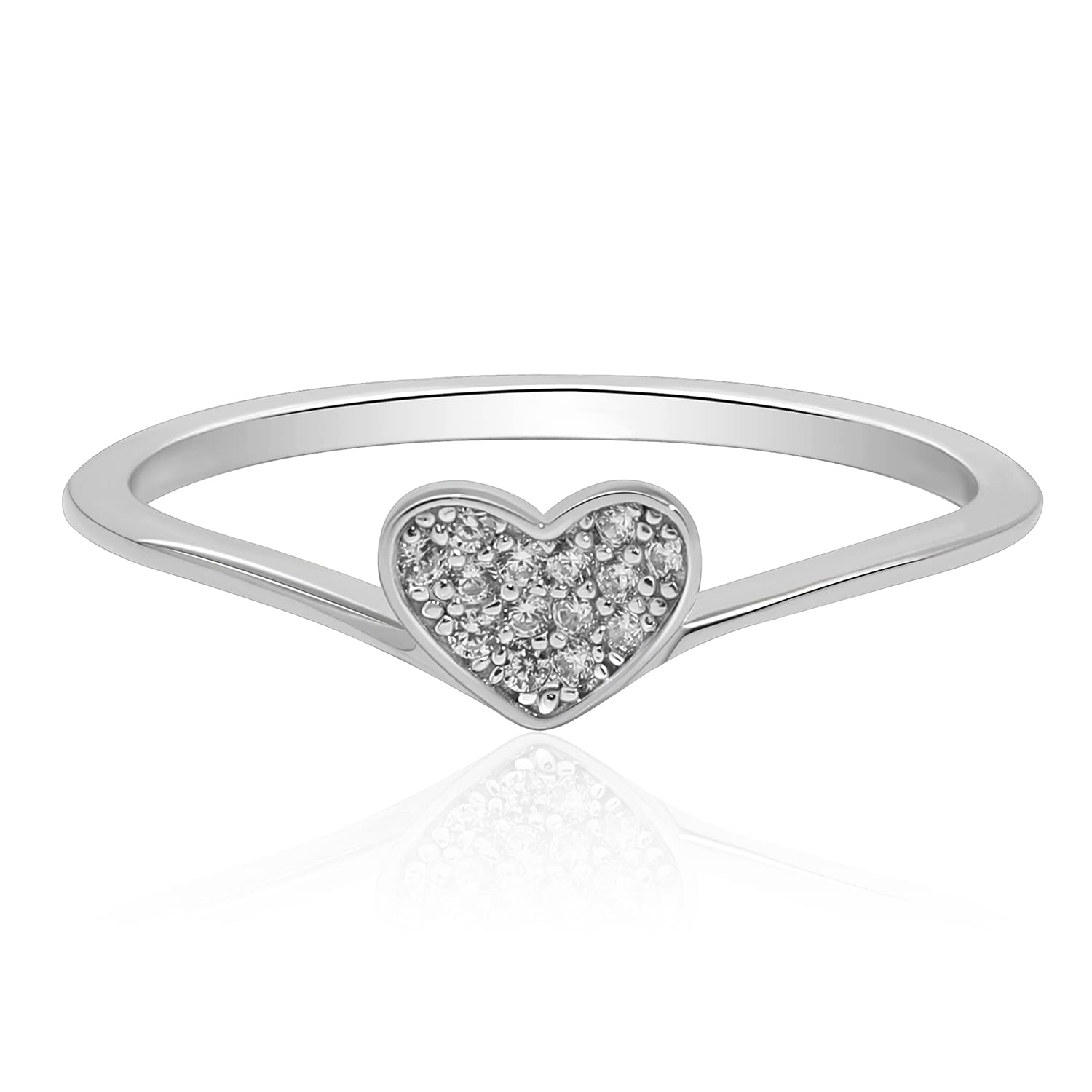 Meissa zierliche Herz Ring für Frauen reines Silber Ring Love Symbol Ring Freundschaft Ringe für Mädchen stapelbar Ring