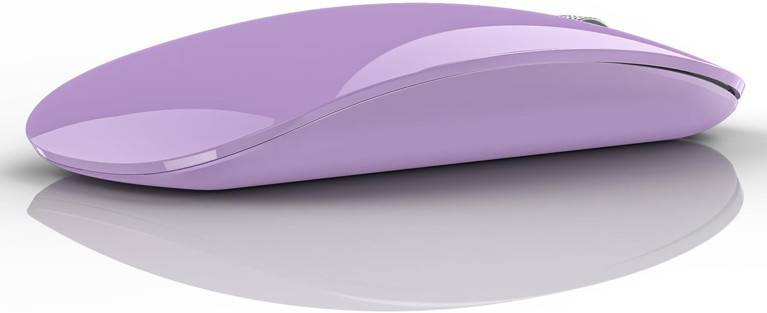 TENMOS M18 Bluetooth Mouse USB C Rechargeable Wireless Mouse Triple Mode (Dual Bluetooth+USB) Computer Silent Mouse Portable with USB Receiver and Type C Adapter for Laptop/MacBook/iPad/PC,Purple