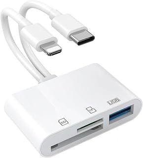 USB SD Card Reader for iPhone, MBODMI USB-C & Lightning Dual Port Connector