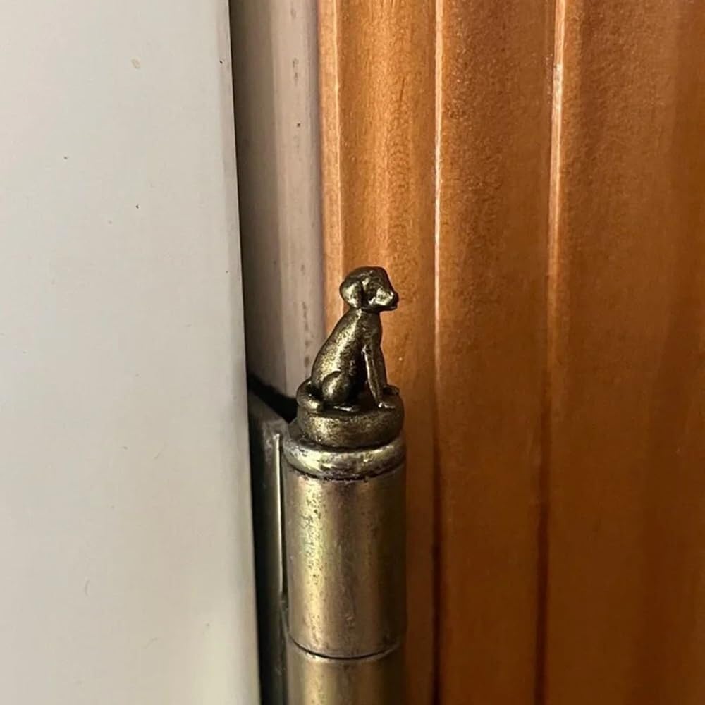 VNVPRM Brass Hinge Head Home Decoration, 3Pcs Vintage Mini Animal Door Hinge Heads Decorative Topper, Animal Door Hinge Pin Topper Home Decoration, Magnetic Hinge for Animal Lovers(Dog)