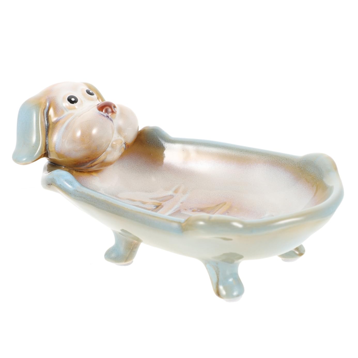 Portasapone in Ceramica a Forma di Cane, Vassoio Scolapiatti | Bagno e Doccia, Resistente alla Pressione, Assorbe Poca Acqua, Lavorazione Delicata