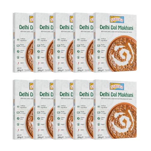 Ashoka Heat to Eat Delhi Dal Makhani 280g x 10 | Ready to eat authentic Indian black gram and kidney beans| Vibrant & Flavourful | 100% Vegetarian