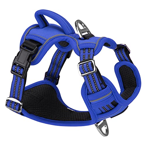 Dociote Anti Pull Dog Harness, Chest Harness, Safety Harness with Handle and Reflective Strips, No Pull Harness for Medium and Large Dogs, S, Blue