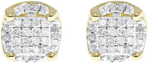 1/2 CT Round Cut Lab Created Diamond Unisex Halo 7mm Studs Earrings 14K Yelllow Gold Over Sterling Silver Valentine Day Gift Fine Jewelry