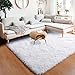 RUGTUDER 5x7 Shaggy Area Rug, White Plush Fluffy Rugs for Living Room, Soft Fuzzy Rug Bedroom, Big Shag Carpet Girls Boys Dorm Faux Fur Nursery Carpet, Room Decor, 5 Feet x 7