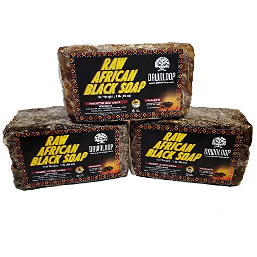 Dawnloop African Black Soap (3 - Pounds), Black Soap African Face Soap for dark-spots, Black Soap