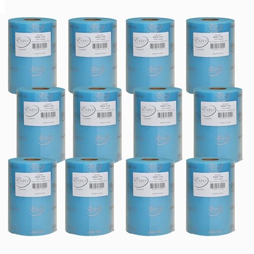 Image of Expo International Decorative Matte Tulle, Roll /Spool of 6 inch X 100 Yards, Lightweight Polyester Tulle Fabric for Tutus, Costumes, and Party Decorations, Washable, Easy-to-Use, Pack of 12, Turquoise