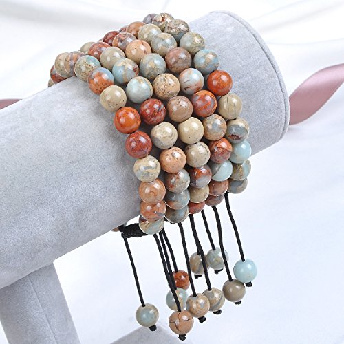 Image of Massive Beads Natural Healing Power Gemstone Crystal Beads Unisex Adjustable Macrame Bracelets 8mm